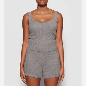 Skims Cozy Tank Top and Shorts Set- Mineral